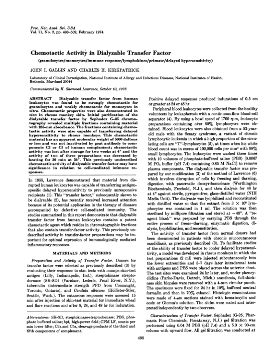 A PNAS article from 1974